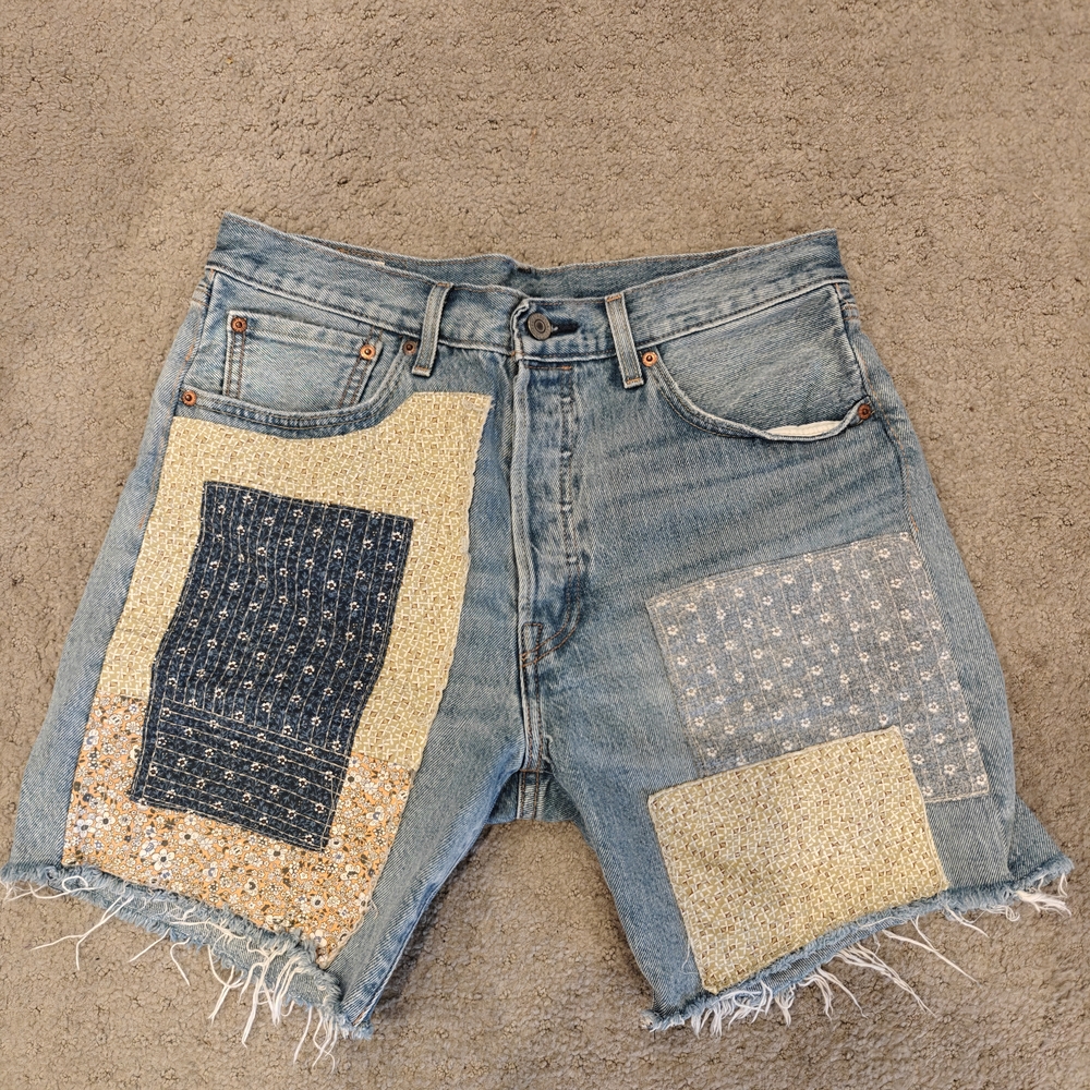 Patchwork Denim Shorts - image 1